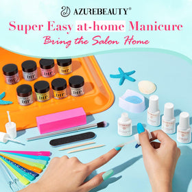 AZUREBEAUTY liquid set base-activator-topcoat enables easy three-step application.