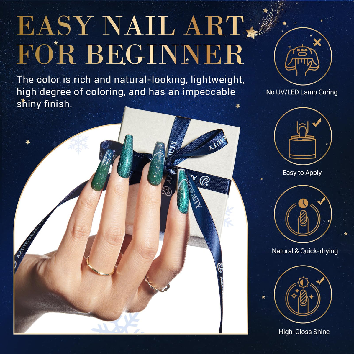 AzureBeauty nail file and polishing block deliver smooth shaping.
