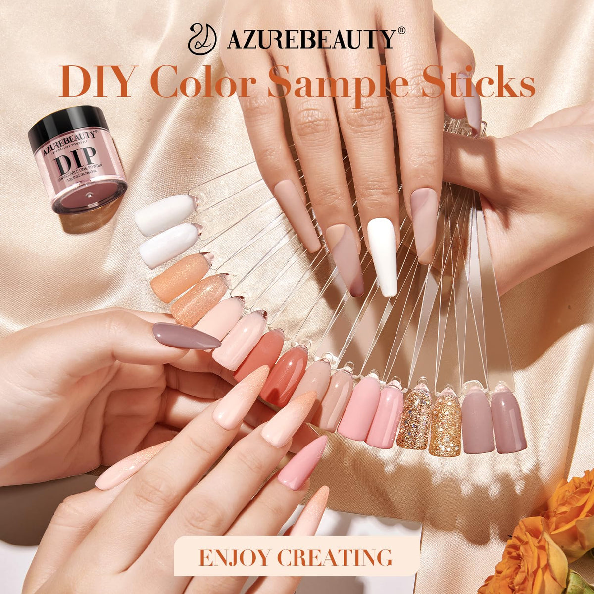 AZUREBEAUTY nail sticks bundle for quick color testing on swatches.