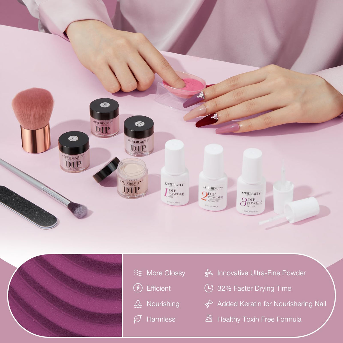 AZUREBEAUTY salon-quality at-home dip nails for professional-looking manicures
