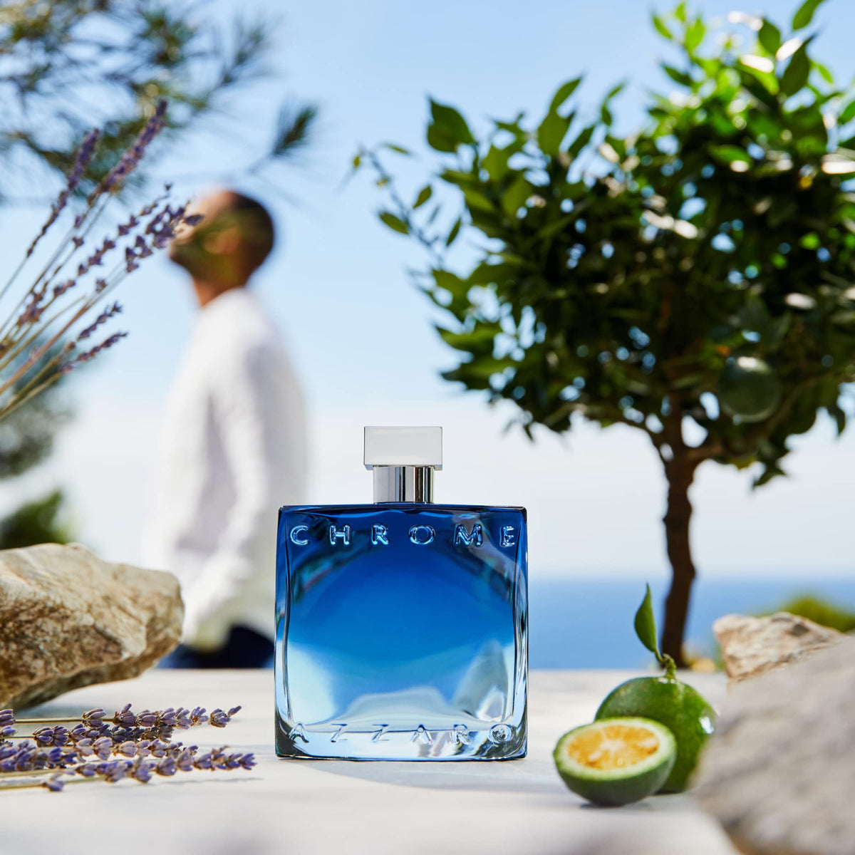 Azzaro Chrome full-size bottle with sleek design, suggesting lasting wear.