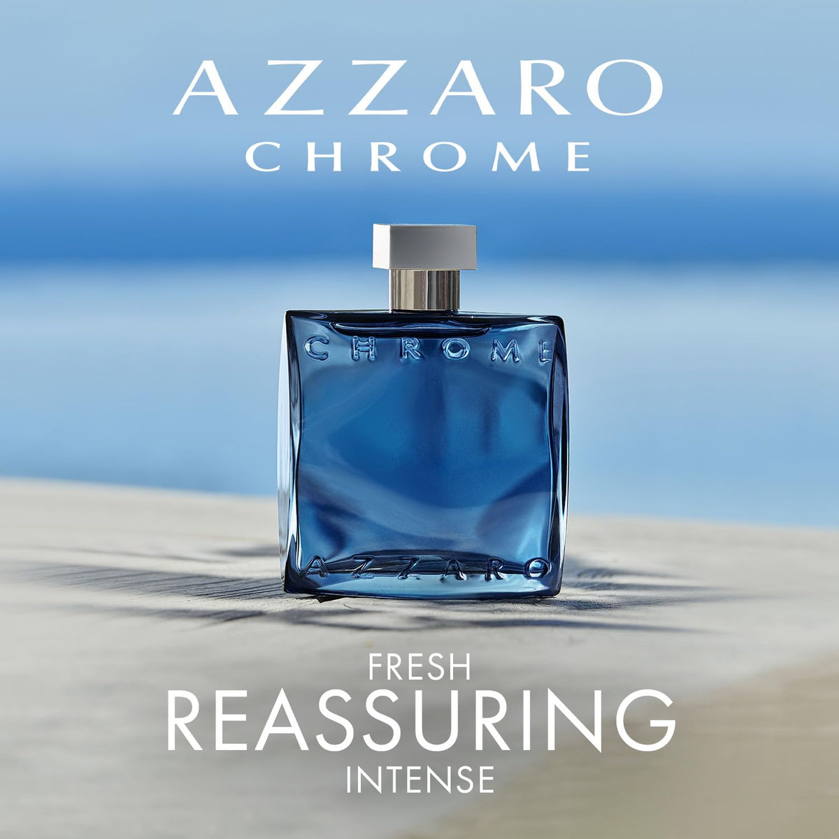 Azzaro Chrome Parfum spray bottle in blue for everyday confidence