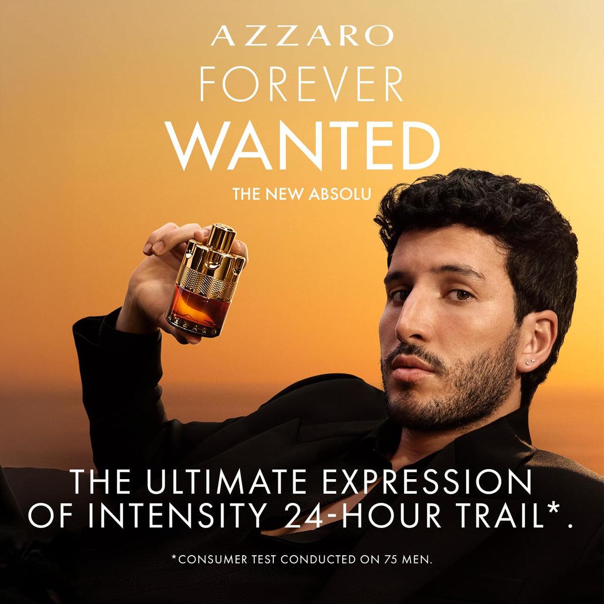 Azzaro Forever Wanted Absolu label closeup conveys authenticity and luxury.