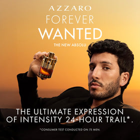 Azzaro Forever Wanted Absolu label closeup conveys authenticity and luxury.