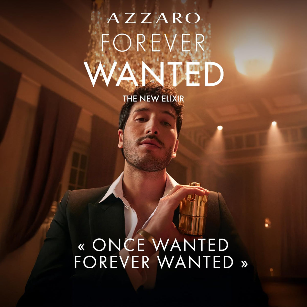 Front of the Azzaro Forever Wanted Elixir gift box emphasizing prestige.