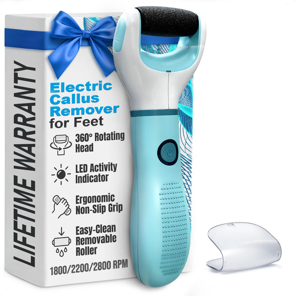 AZZORI electric foot sander with 360-degree rotating head for precise foot care.