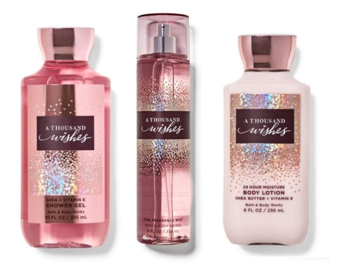 B & Body Works A Thousand Wishes gel bottle for a refreshing morning shower