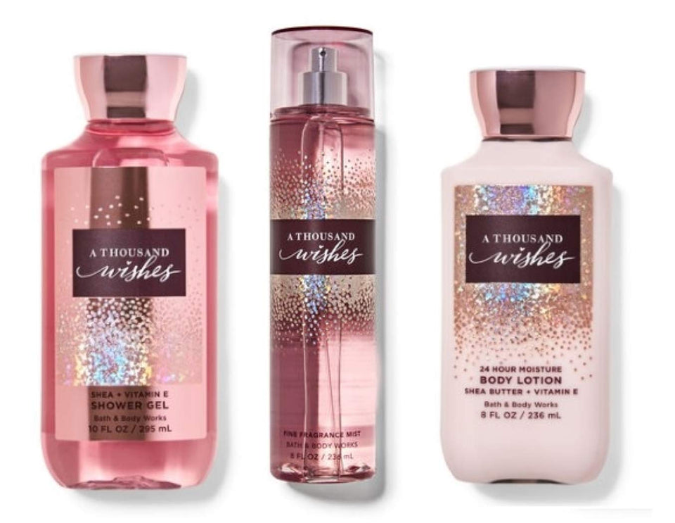 B & Body Works A Thousand Wishes gel bottle for a refreshing morning shower