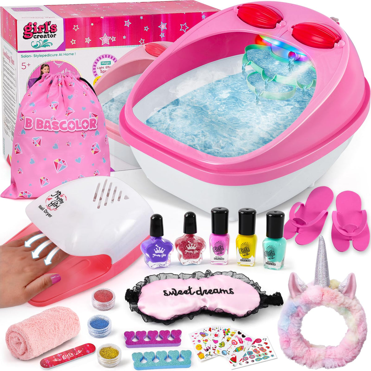 B Bascolor Kids Foot Spa Tub lit with mist for magical at-home spa moments