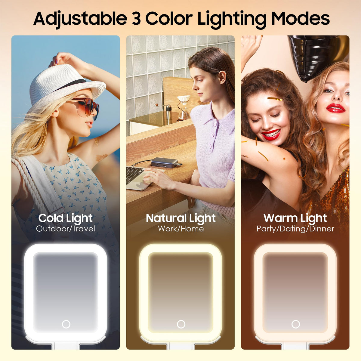 B Beauty Planet travel mirror USB Type-C charging for convenient power on the go