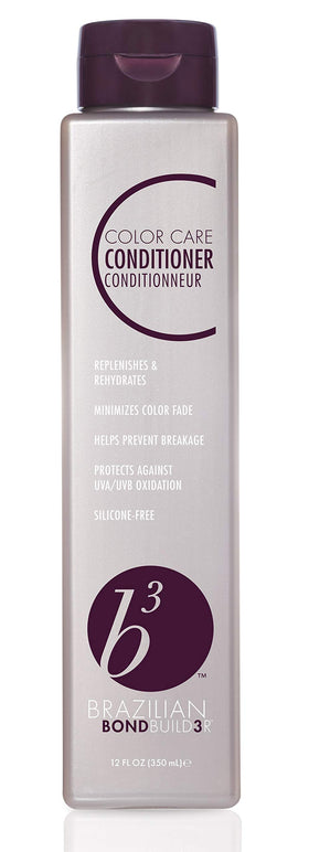 B3 Brazilian BondBuilder conditioner bottle showing hydration and color protection