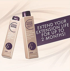 B3 Extension Repair Conditioner creates glossy, strong-looking hair after use.