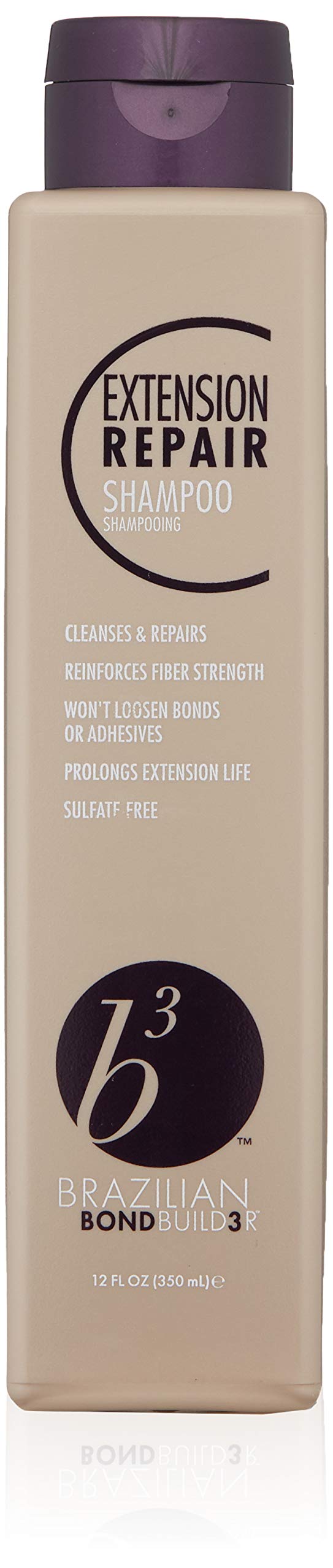 B3 Brazilian Bondbuilder Extension Repair Shampoo bottle for gentle cleansing of hair and extensions