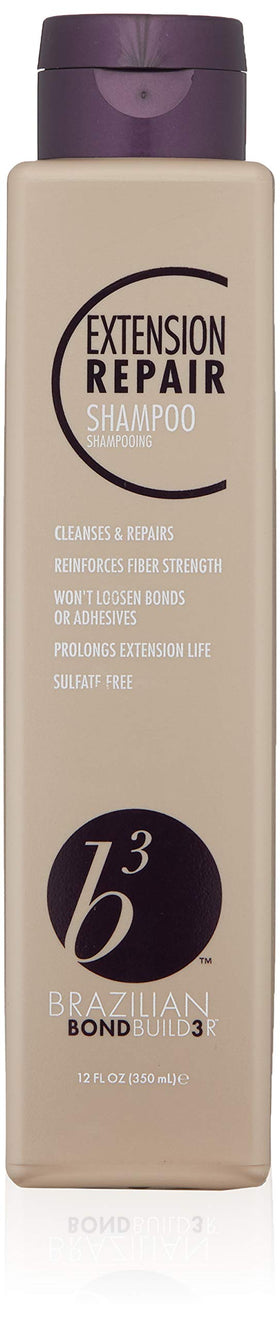 B3 Brazilian Bondbuilder Extension Repair Shampoo bottle for gentle cleansing of hair and extensions