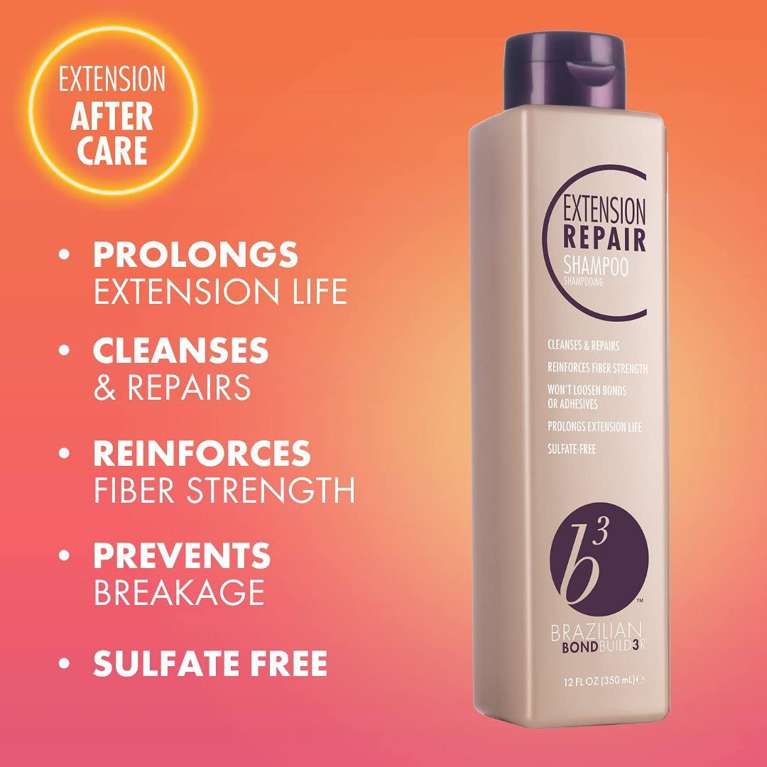 B3 Brazilian Bondbuilder Extension Repair Shampoo lather showing bond-preserving cleansing for extensions