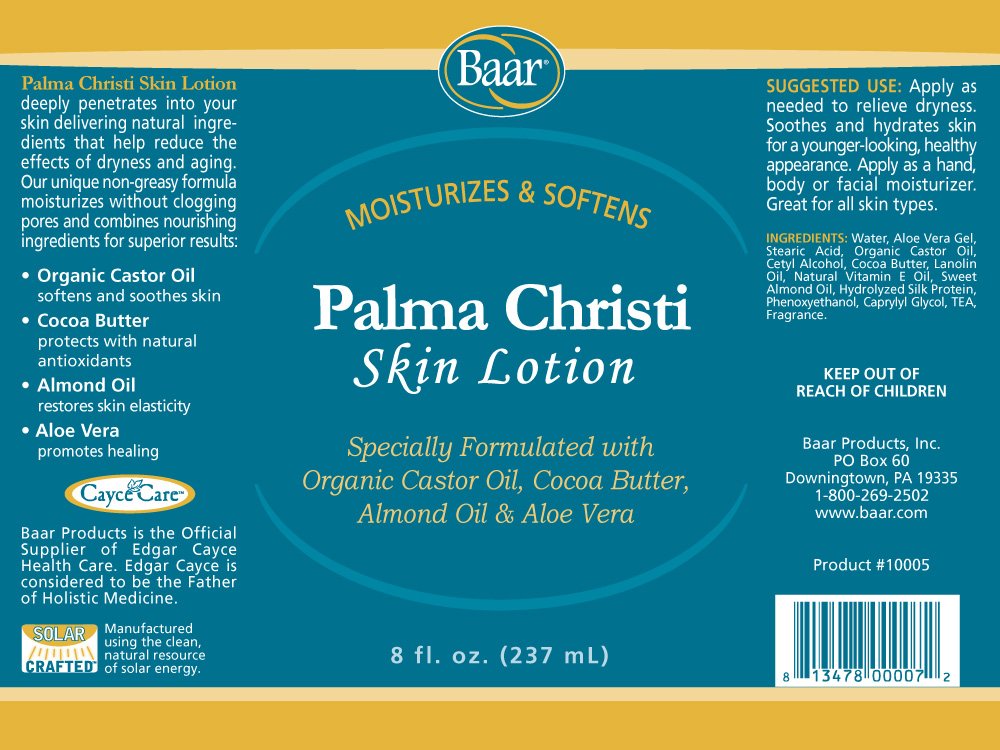 Close-up on Baar Palma Christi Skin Lotion castor oil ingredient for hydrating support