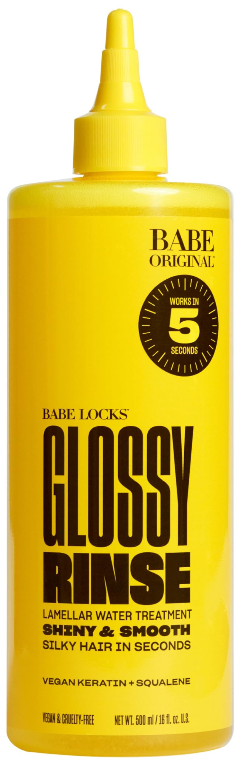 BABE ORIGINAL Glossy Rinse bottle front for easy in-shower use and brand visibility.
