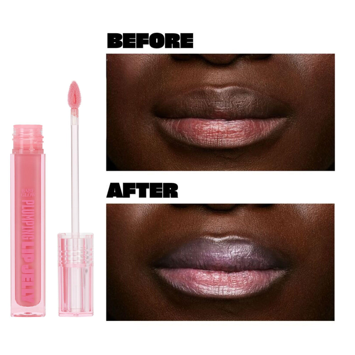 BABE ORIGINAL Glow Lip Jelly hydration close up emphasizes moisture