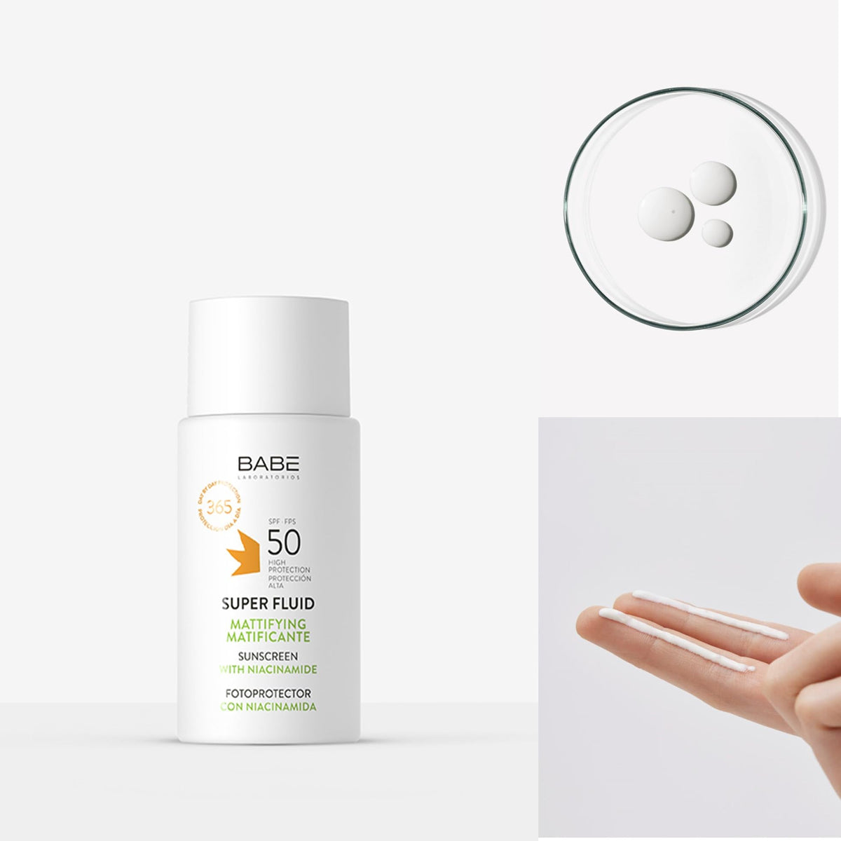 Babe SPF 50 packaging shown as part of daily skincare routine