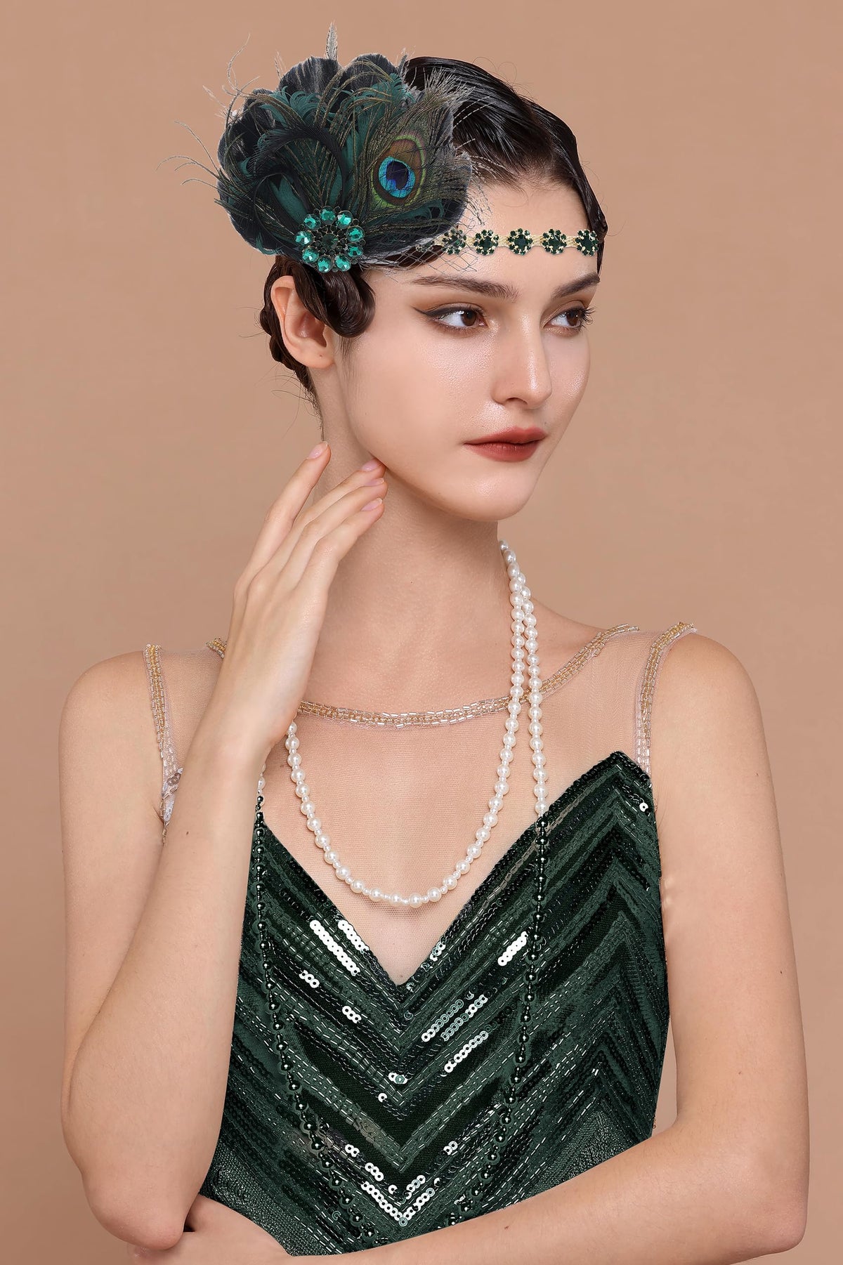 BABEYOND flapper headband with detachable chain for versatile styling