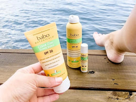 Dermatologist-tested sunscreen by Babo Botanicals suitable for daily use.