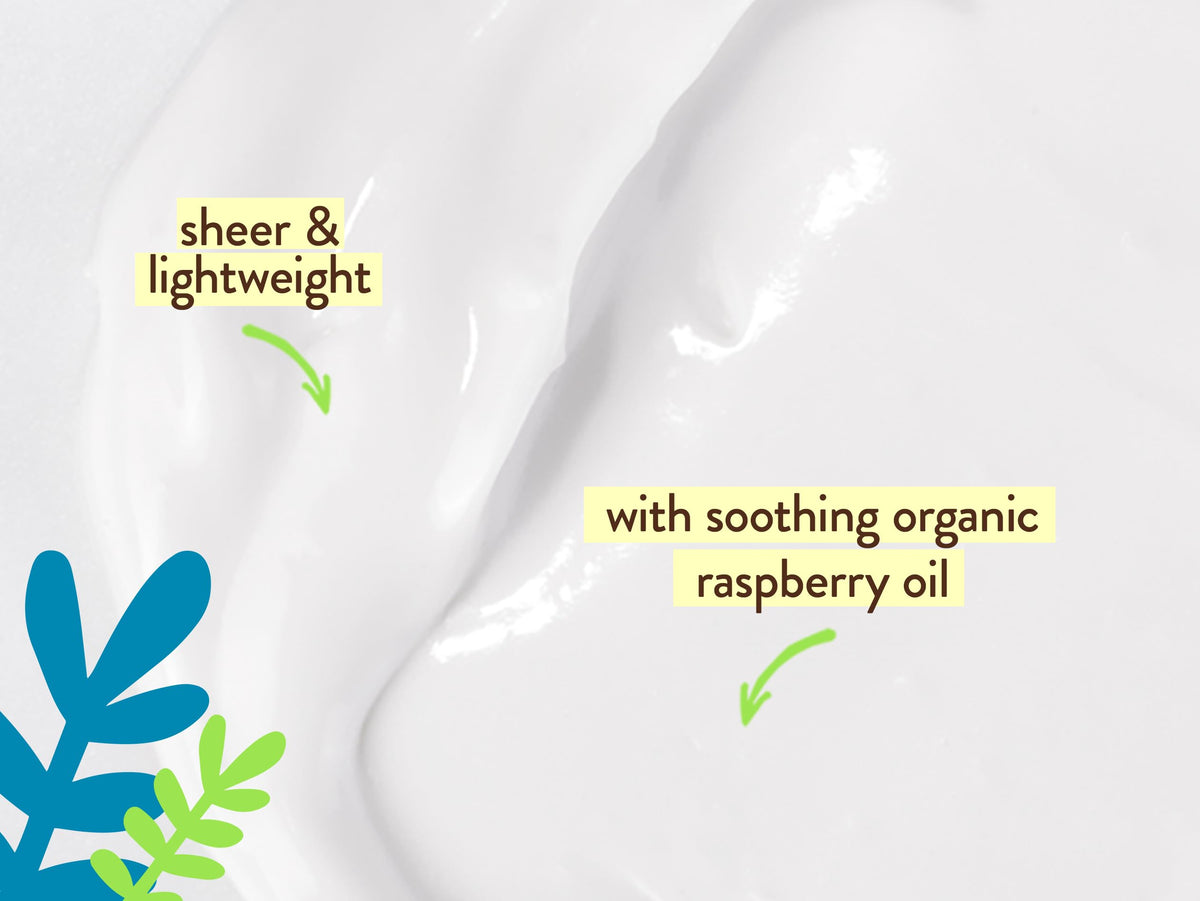 Close-up of Babo Botanicals mineral sunscreen with zinc and oils.