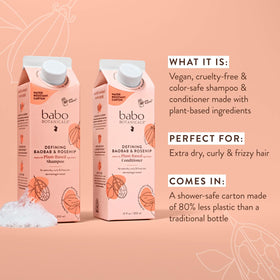 Babo Botanicals Defining Baobab & Rosehip Shampoo foam on wet hair detangles