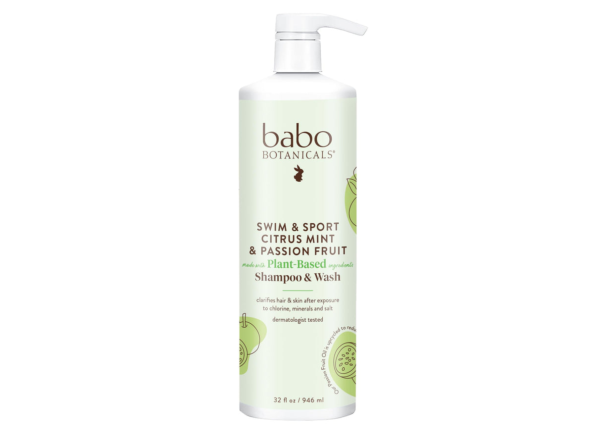 Babo Botanicals Swim & Sport bottle for post-swim cleansing.