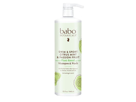 Babo Botanicals Swim & Sport bottle for post-swim cleansing.