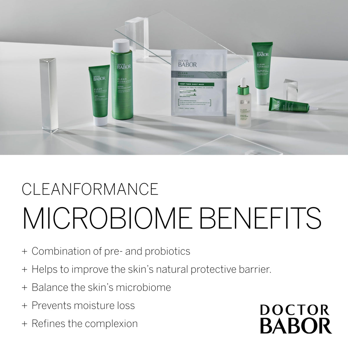 BABOR Cleanformance Moisture Glow Cream dispense shot highlights creamy formula ready to apply.