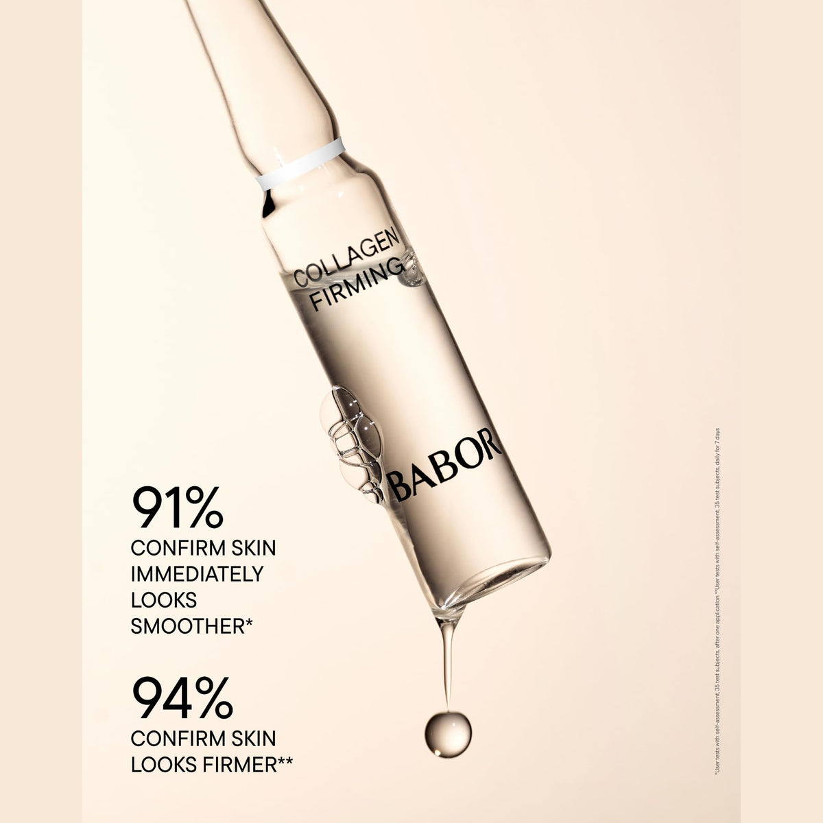 Babor Collagen Firming Ampoule Serum dispenser in action enables easy, precise dosing for consistent hydration.