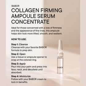 Babor Collagen Firming Ampoule Serum hydration closeup shows moisture for refreshed skin.