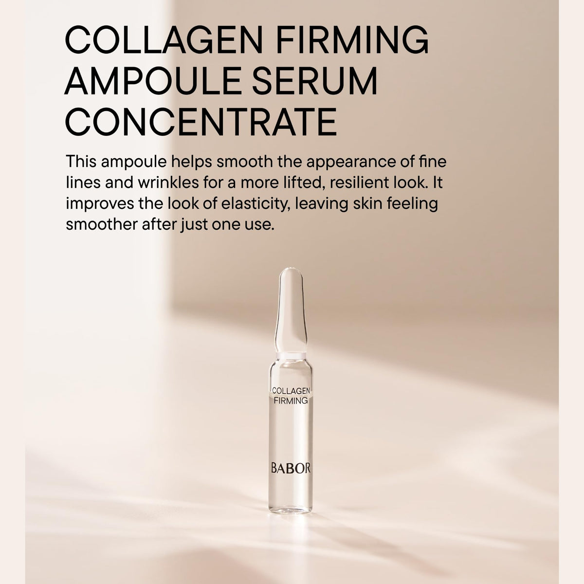 Babor Collagen Firming Ampoule Serum packaging box hints at elasticity and radiance.