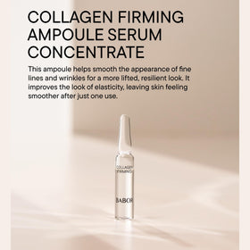 Babor Collagen Firming Ampoule Serum packaging box hints at elasticity and radiance.