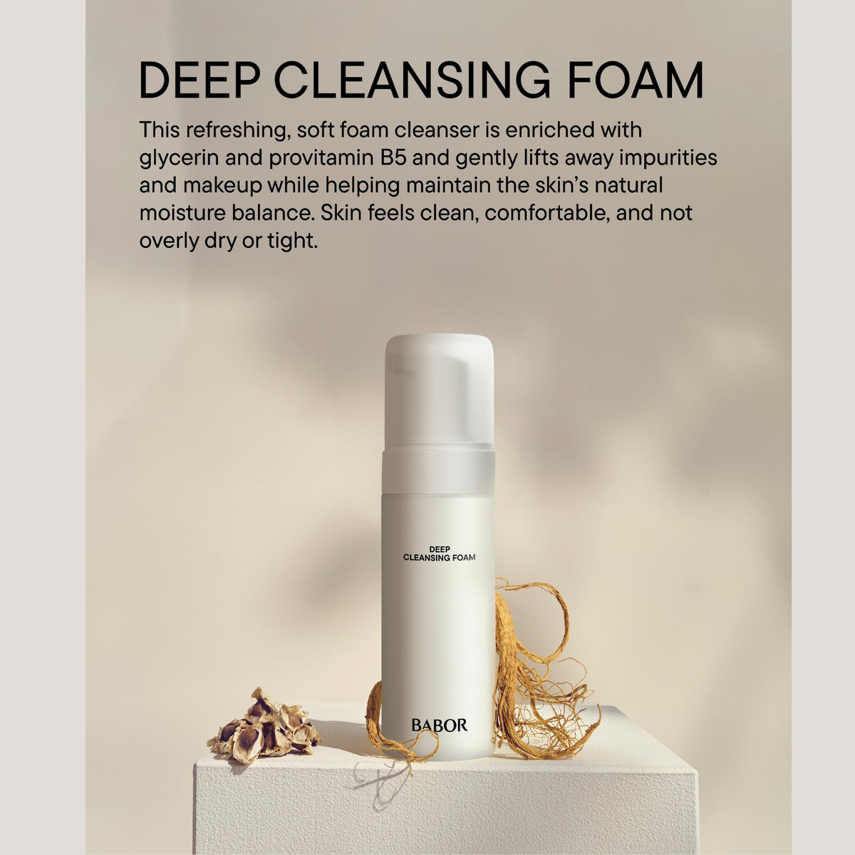 BABOR Deep Cleansing Foam applied to face delivers smooth, balanced skin after rinse