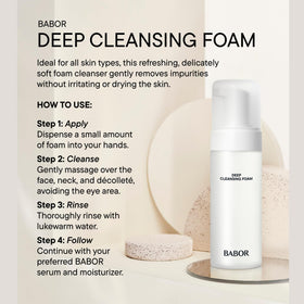 BABOR Deep Cleansing Foam promotes prep for serums and moisturizers with a clean base