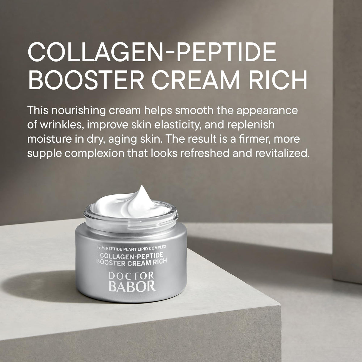 BABOR Doctor Collagen Cream Rich texture swatch suggests smoothing and plumping for mature skin.