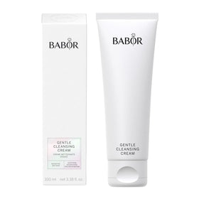 BABOR Gentle Cleansing Cream bottle close-up showing creamy texture for sensitive skin cleansing.