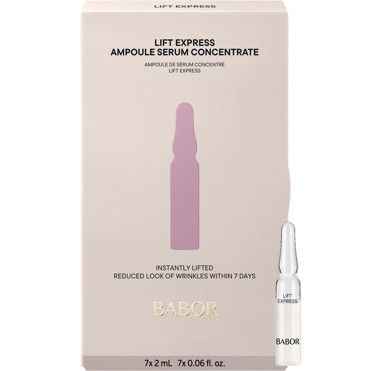 BABOR Lift Express Ampoule Concentrate packaging showcases premium design for quick skincare routines