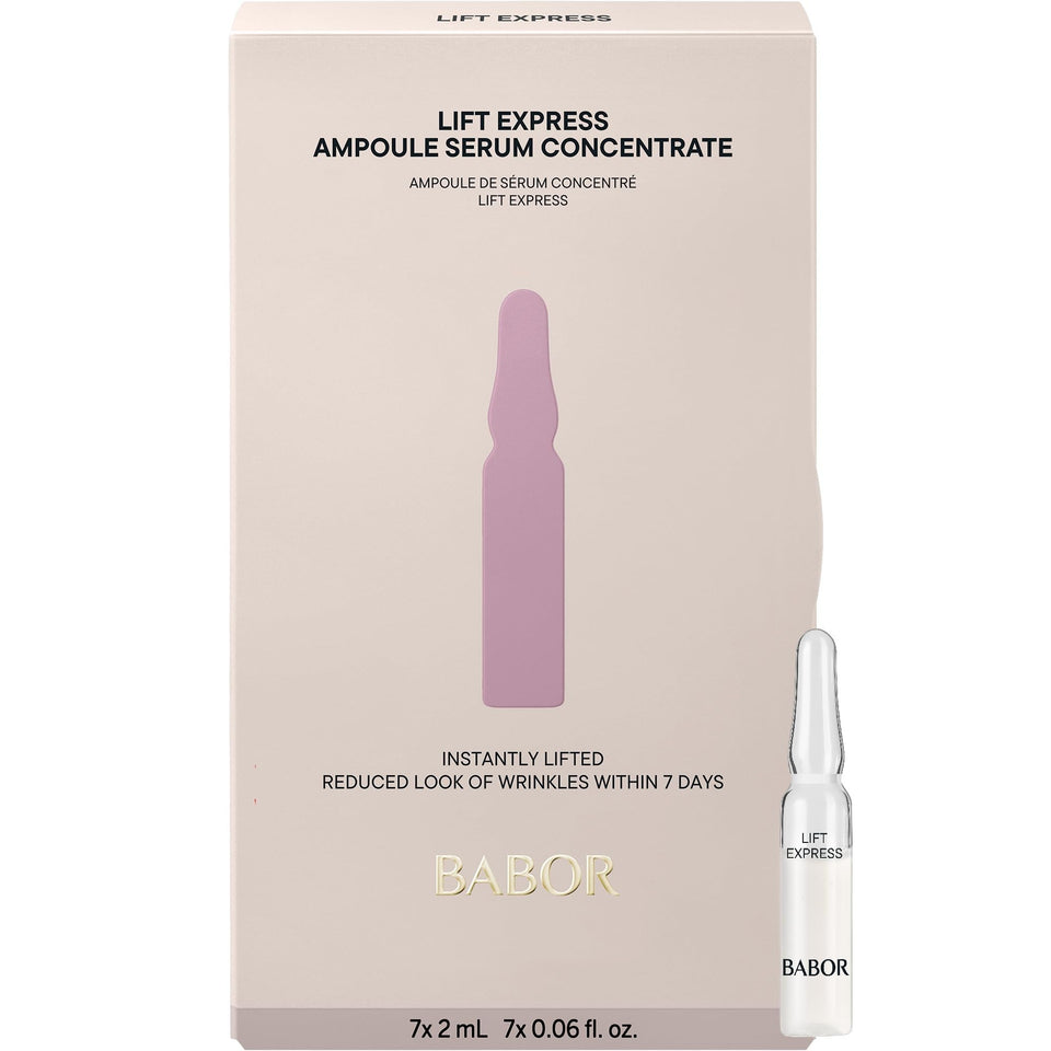BABOR Lift Express Ampoule Concentrate packaging showcases premium design for quick skincare routines