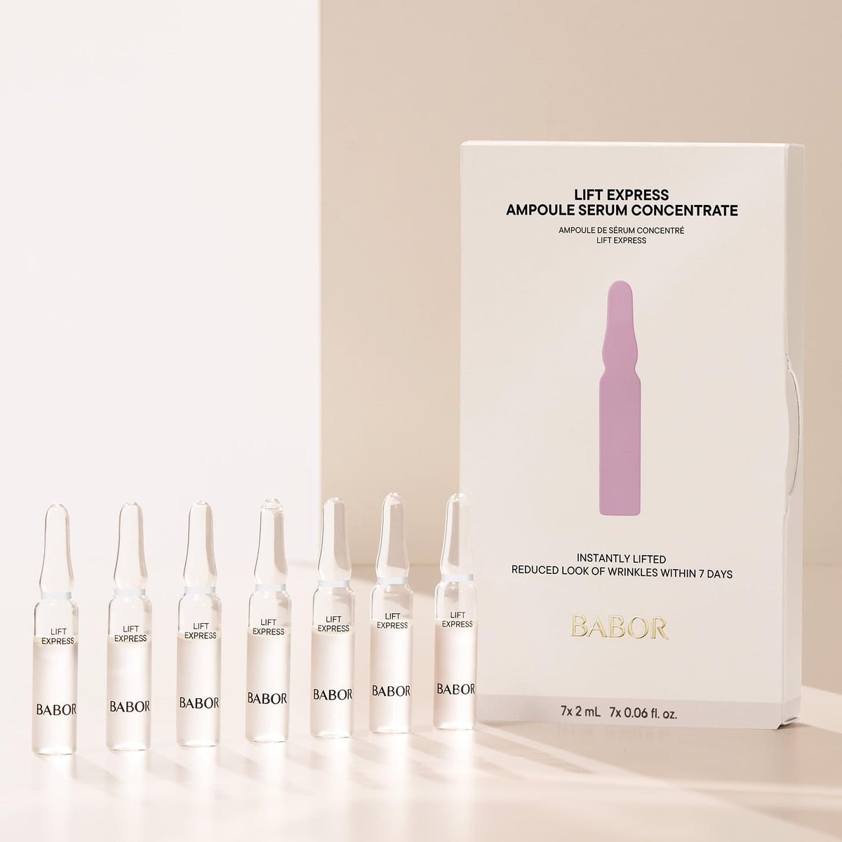 BABOR Lift Express Ampoule Concentrate skin look suggests firmer appearance and smoother texture