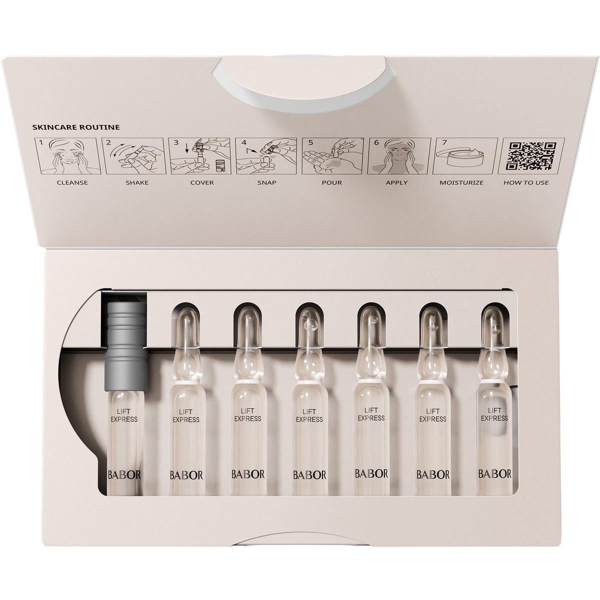 BABOR Lift Express Ampoule Concentrate tube application highlights precise dispensing