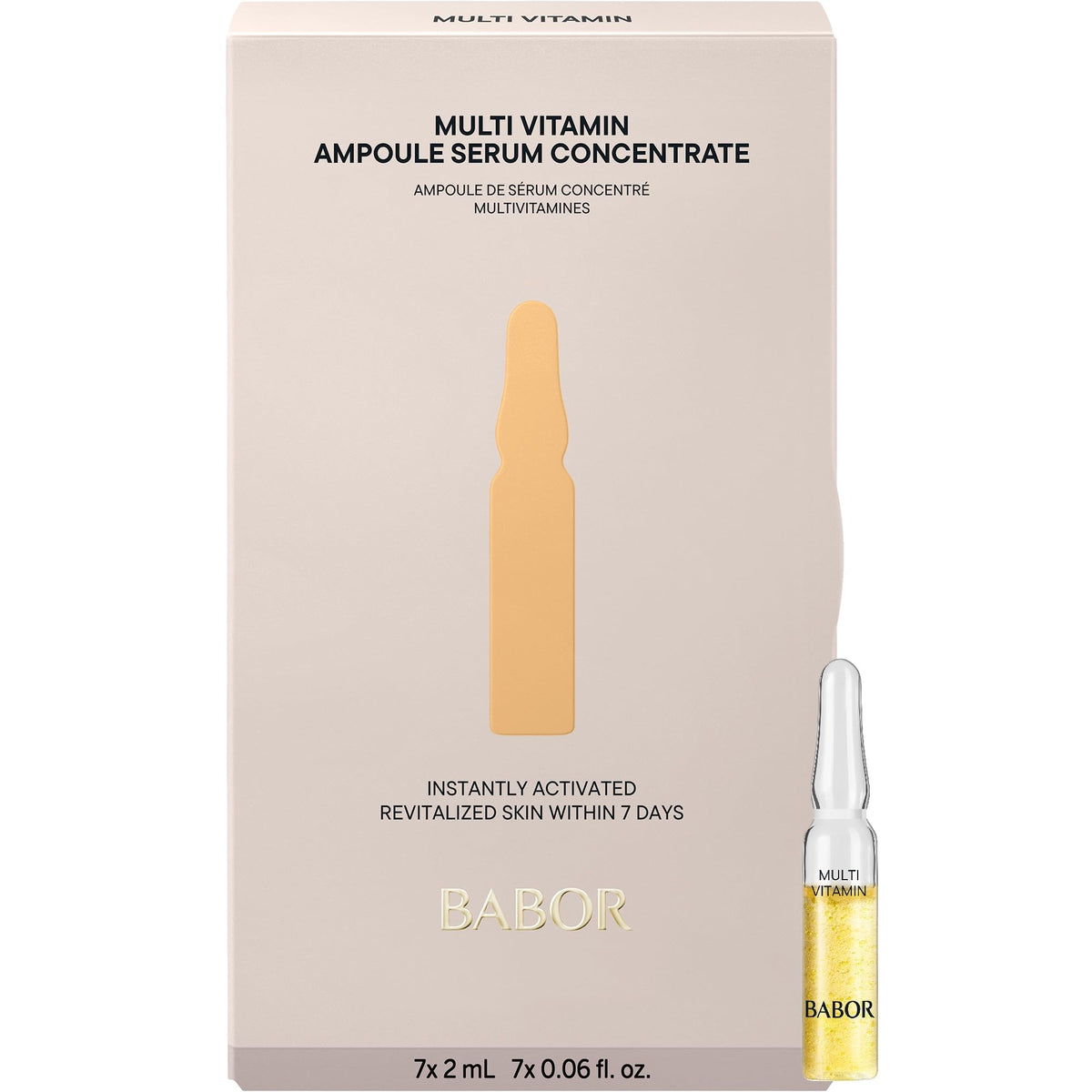BABOR Multi Vitamin Ampoule Concentrate bottle close-up highlighting brightening potential