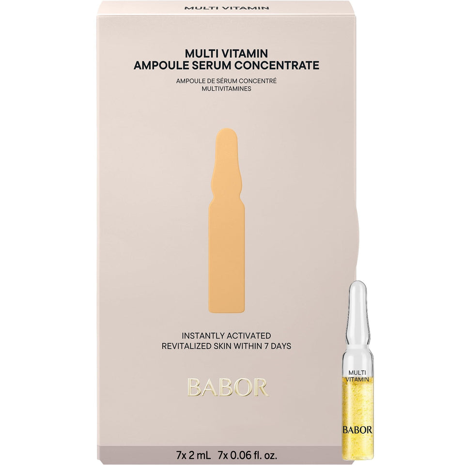 BABOR Multi Vitamin Ampoule Concentrate bottle close-up highlighting brightening potential