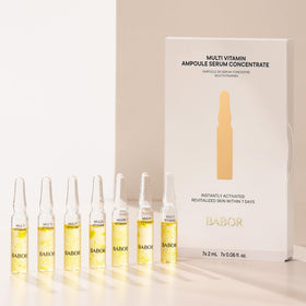 BABOR ampoule vial display illustrating nourishing vitamin blend