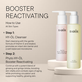 BABOR Phyto Hy-Ol Booster applied on dry skin to start cleansing.