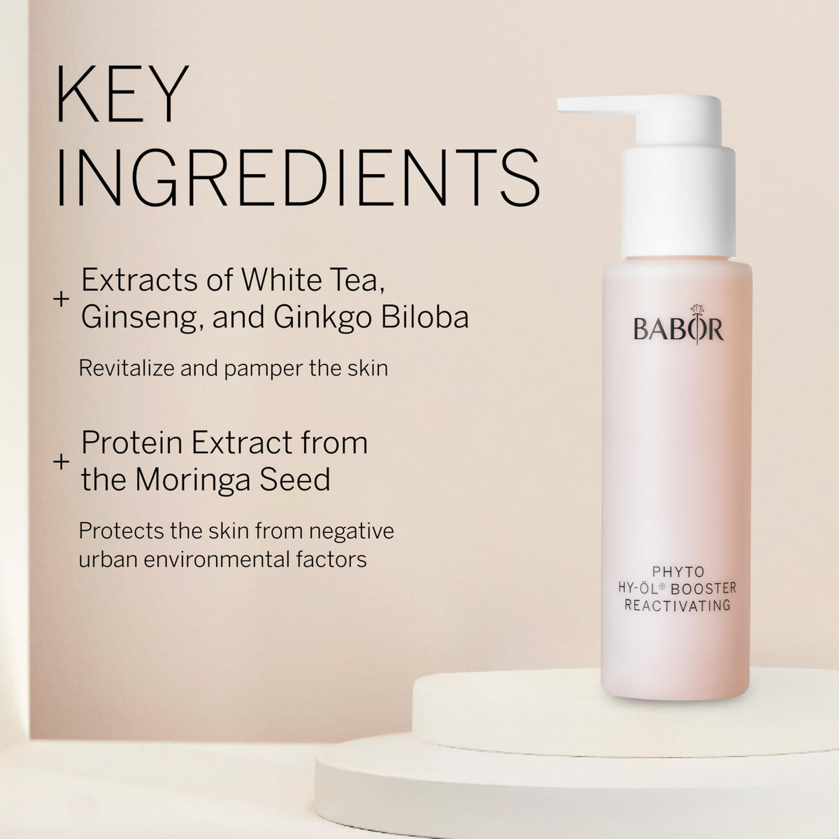 Flatlay of BABOR Phyto Hy-Ol Booster packaging highlighting two-phase cleanse.