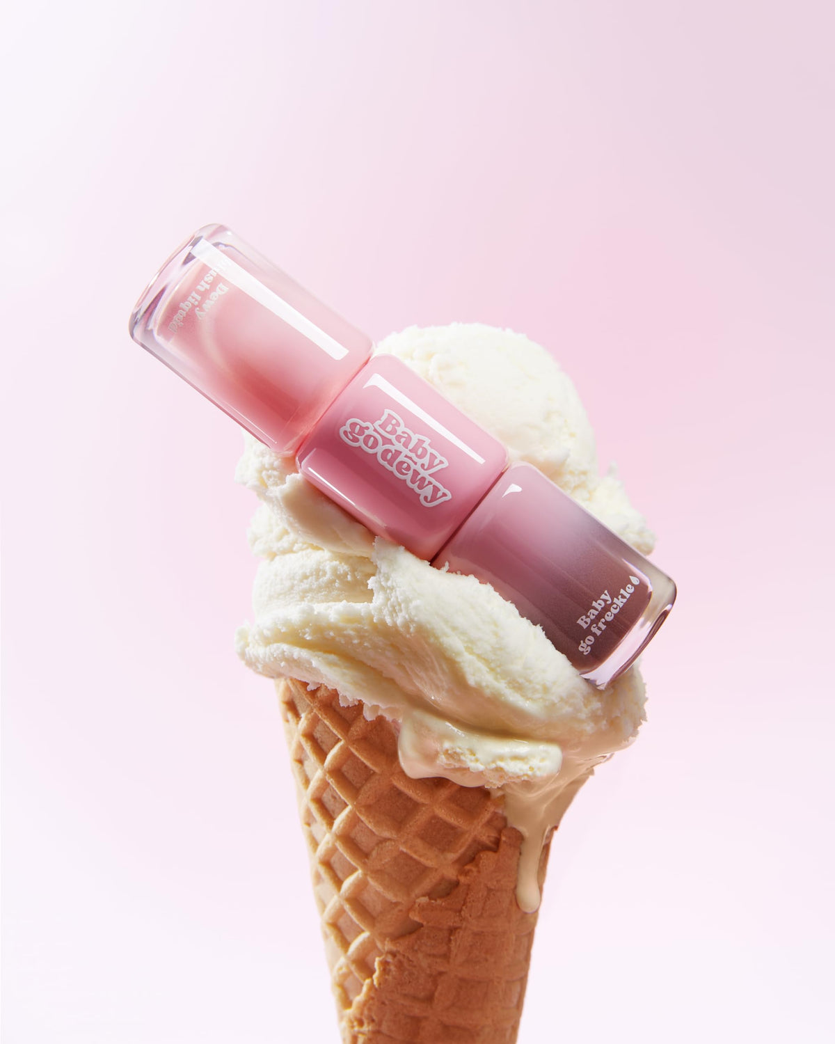 Baby Go Dewy Freckblush portable dual-ended design for on-the-go routines.