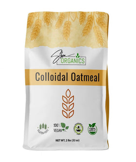 Baby Shea Colloidal Oatmeal powder in resealable bag for gentle bath prep
