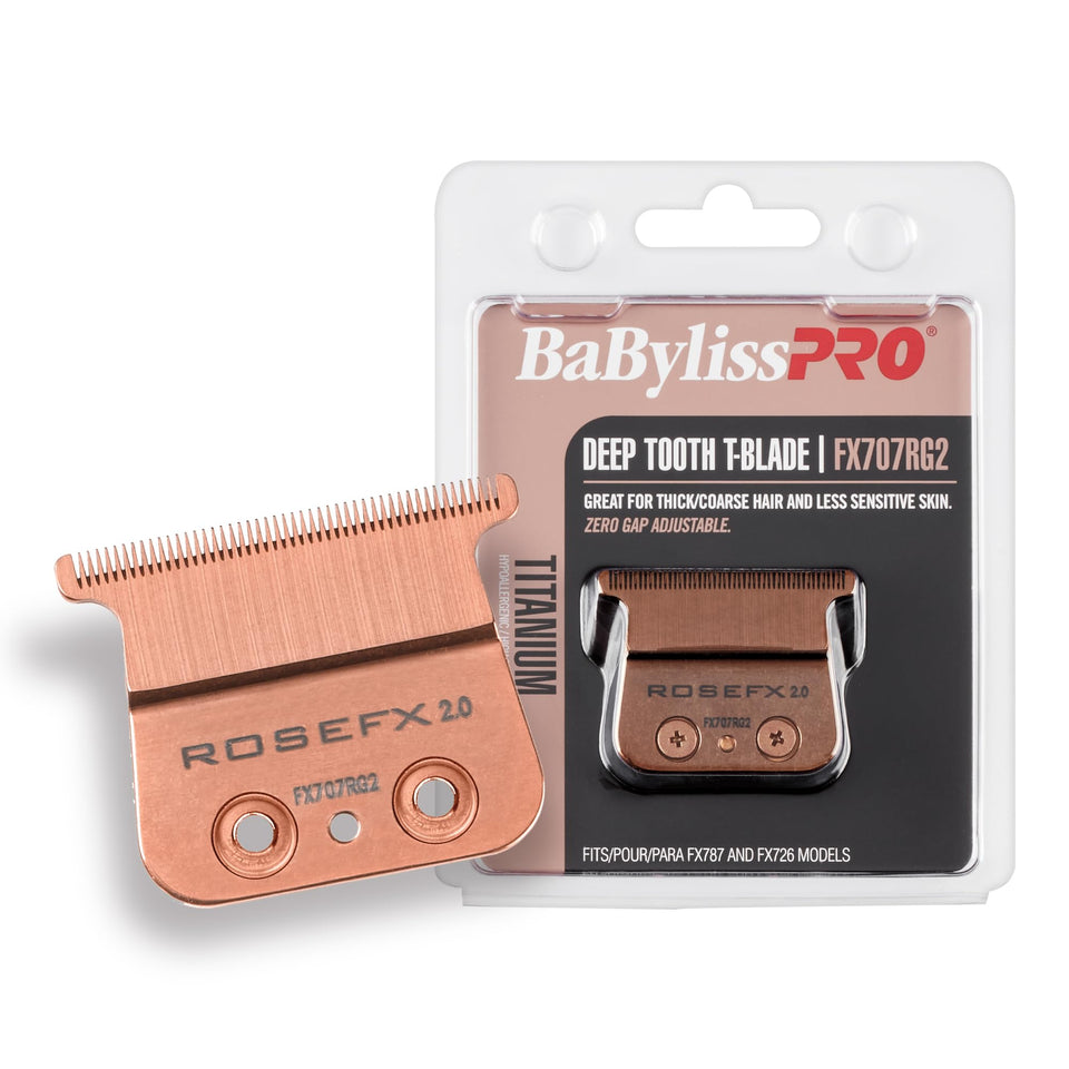 BaBylissPRO Barberology deep tooth blade in rose gold for precise edge-ups.